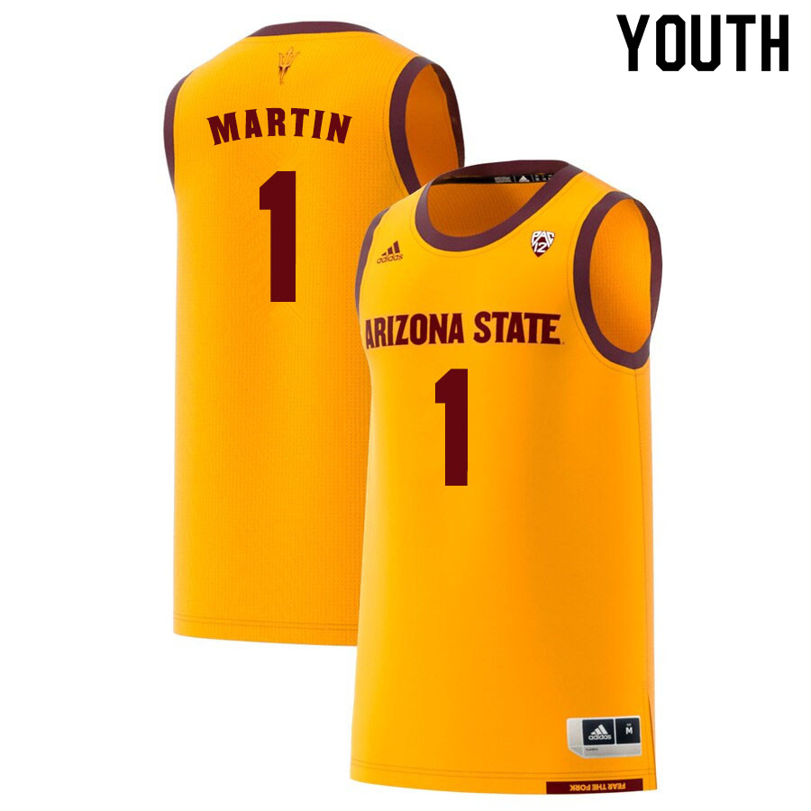 Youth #1 Remy Martin Arizona State Sun Devils College Basketball Jerseys Sale-Gold